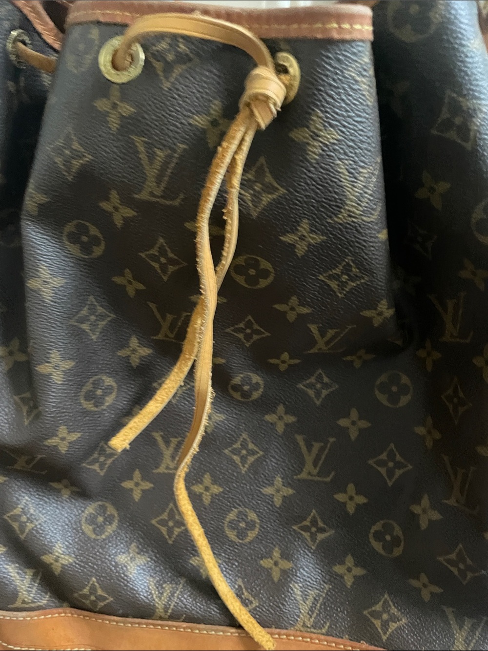 Vintage Louis Vuitton Monogram Canvas Drawstring Bucket Bag - Brown/Tan - Picture 2 of 9
